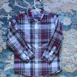 The Children's Place Plaid Button-Down Shirt in Burgundy and White